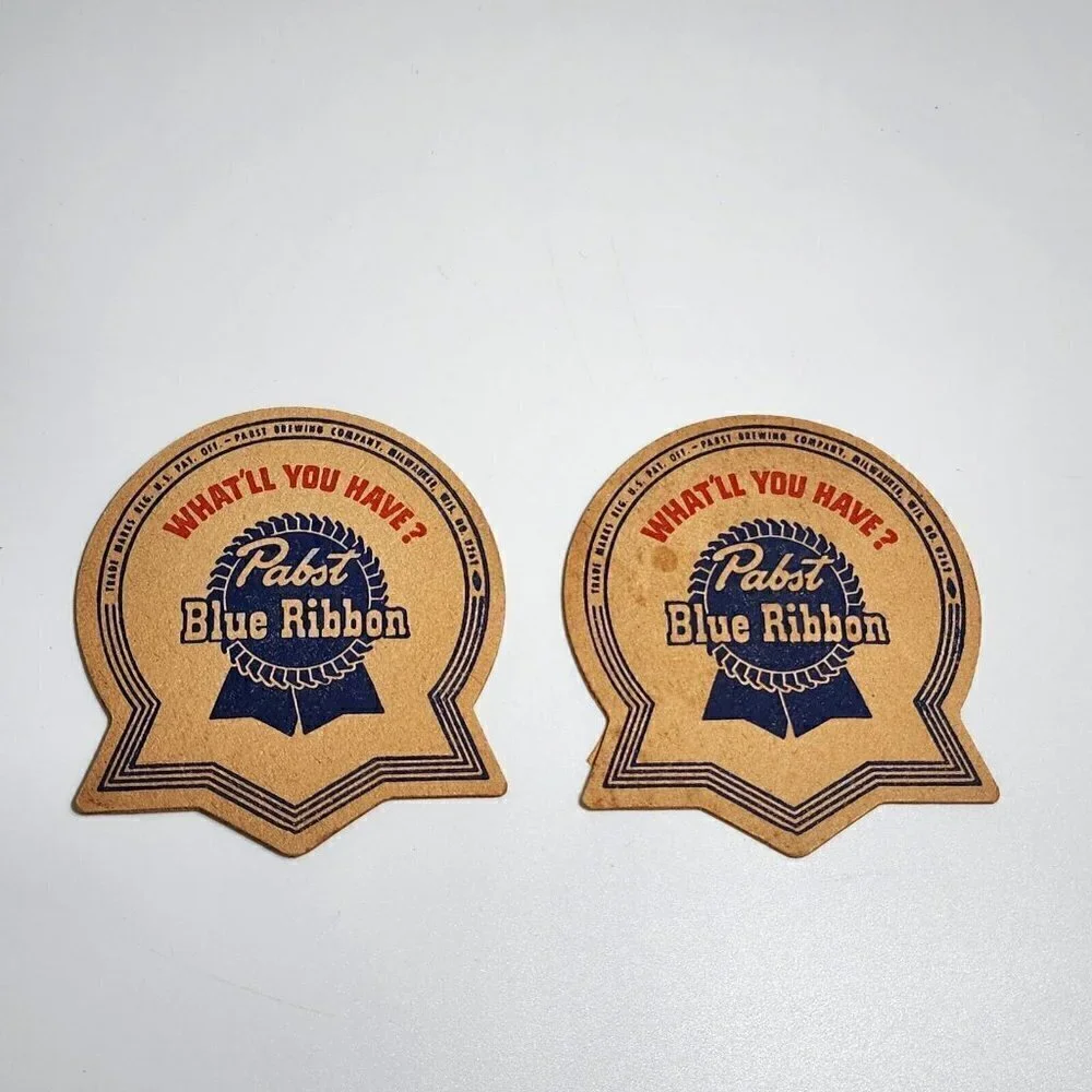Pabst Blue Ribbon Beer Coasters Two What'll You Have Brewery Pub Tavern Vintage